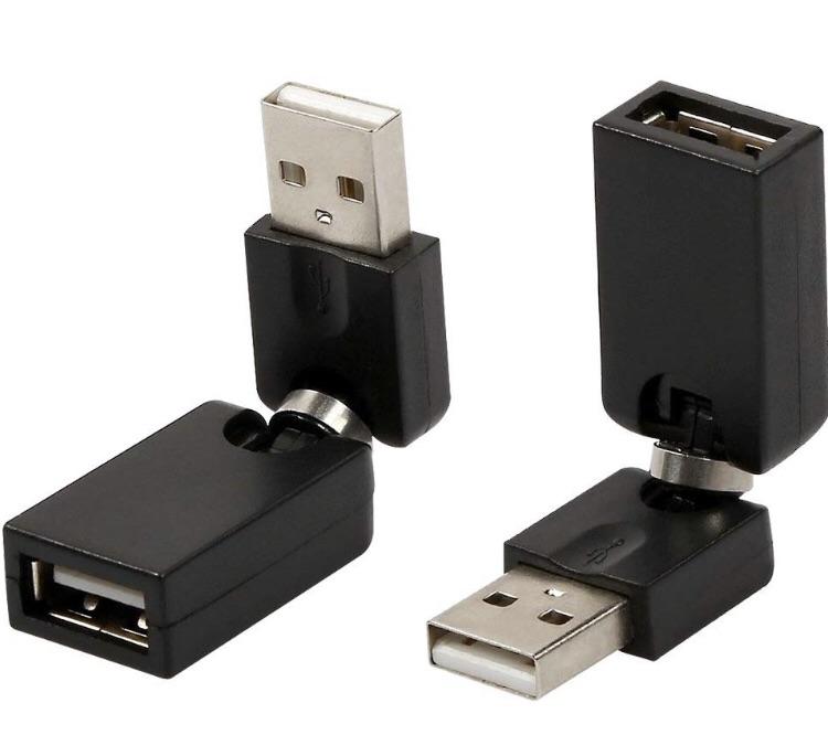 Electop (1) Pack 360º Swivel Adjustable Angle USB 2.0 Male to Female Adapter Cable Convertor