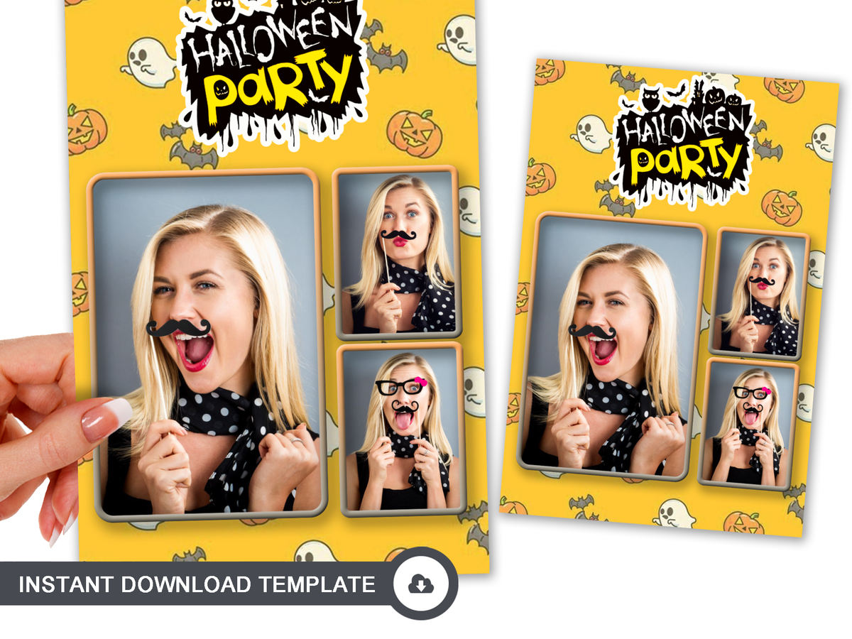 Yellow Halloween Party - Photo Booth Template
