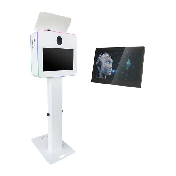 GLAMIFY Photo Booth Shell Only with FREE 19" Touch Screen Monitor and 2 Internal Flash - WHITE/BLACK